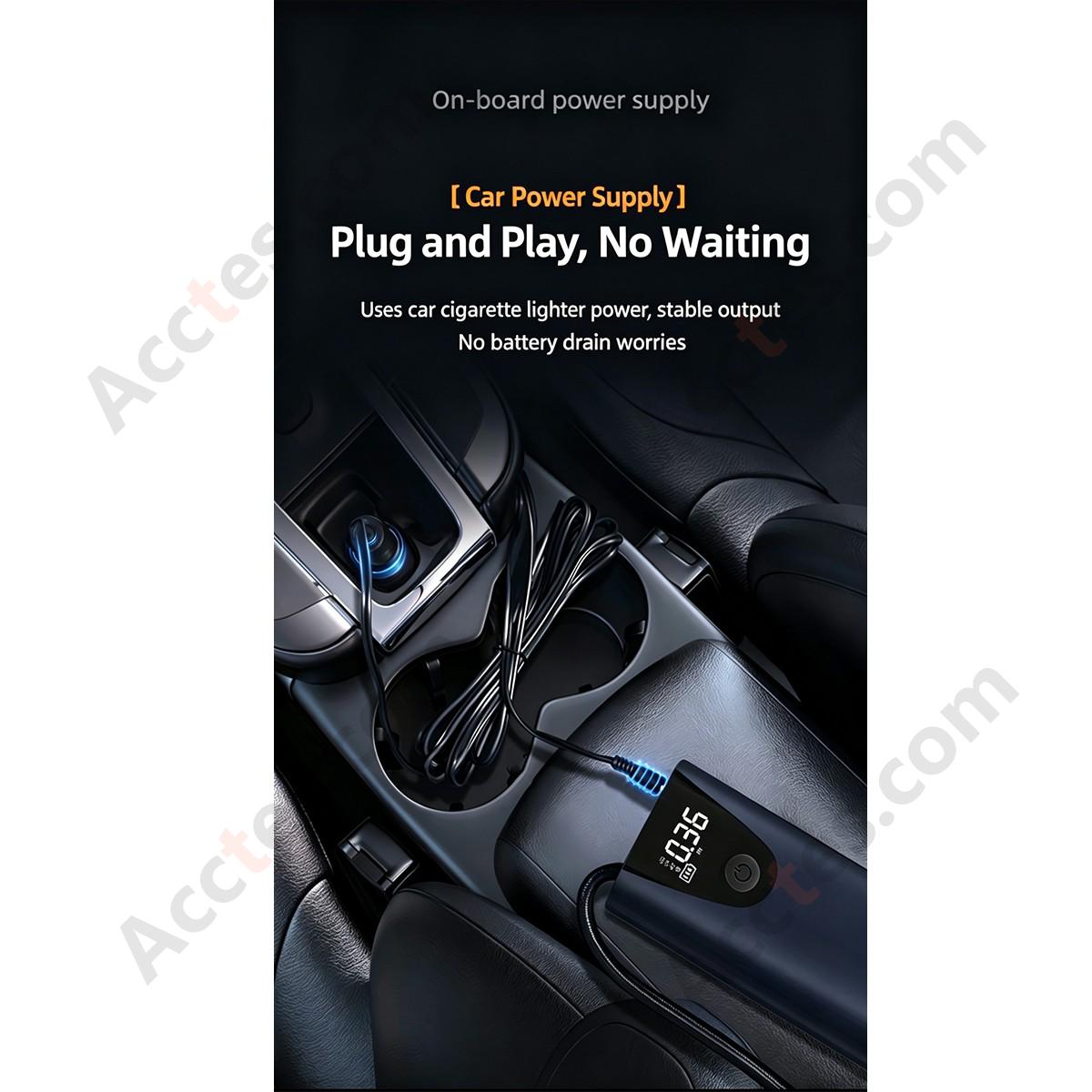 Car Tire Inflator Digital Display Wired High Power Portable Air Pump Black