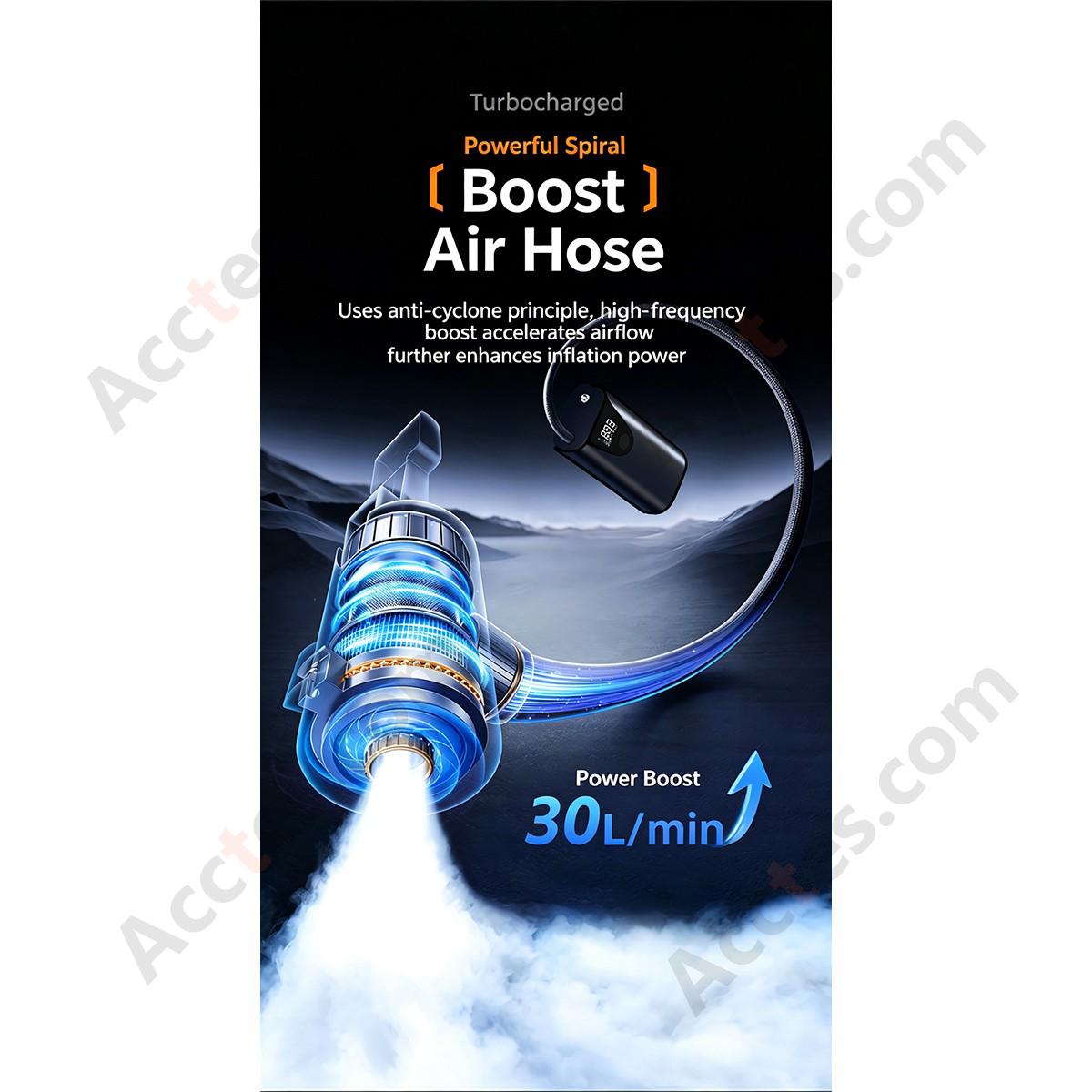 Car Tire Inflator Digital Display Wired High Power Portable Air Pump Black
