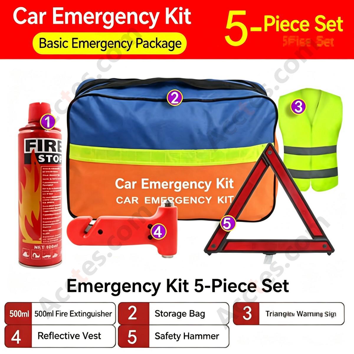 Car Emergency Kit 5 Pieces Roadside Rescue Tool Set