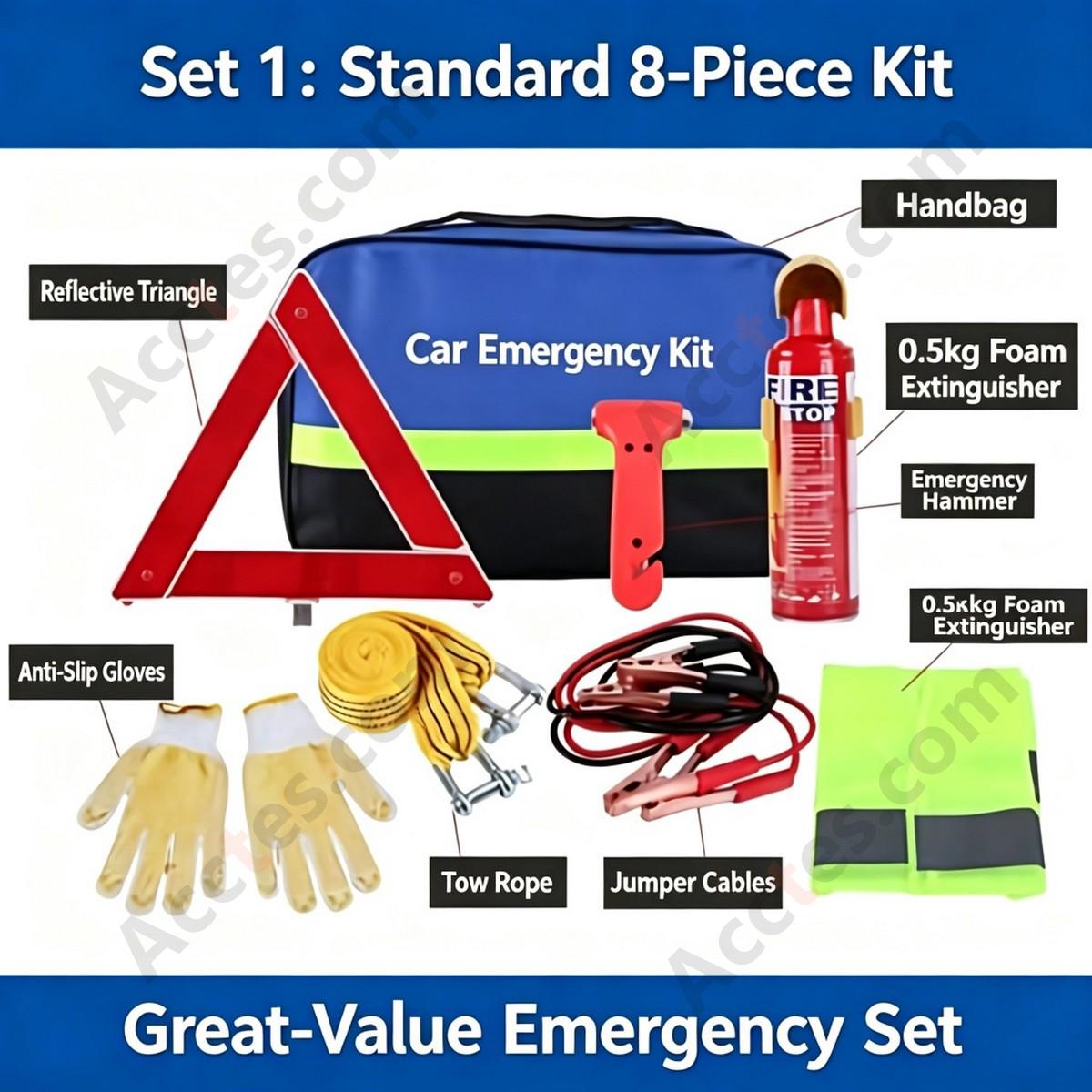 Car Emergency Kit 8 Pieces Roadside Rescue Tool Set