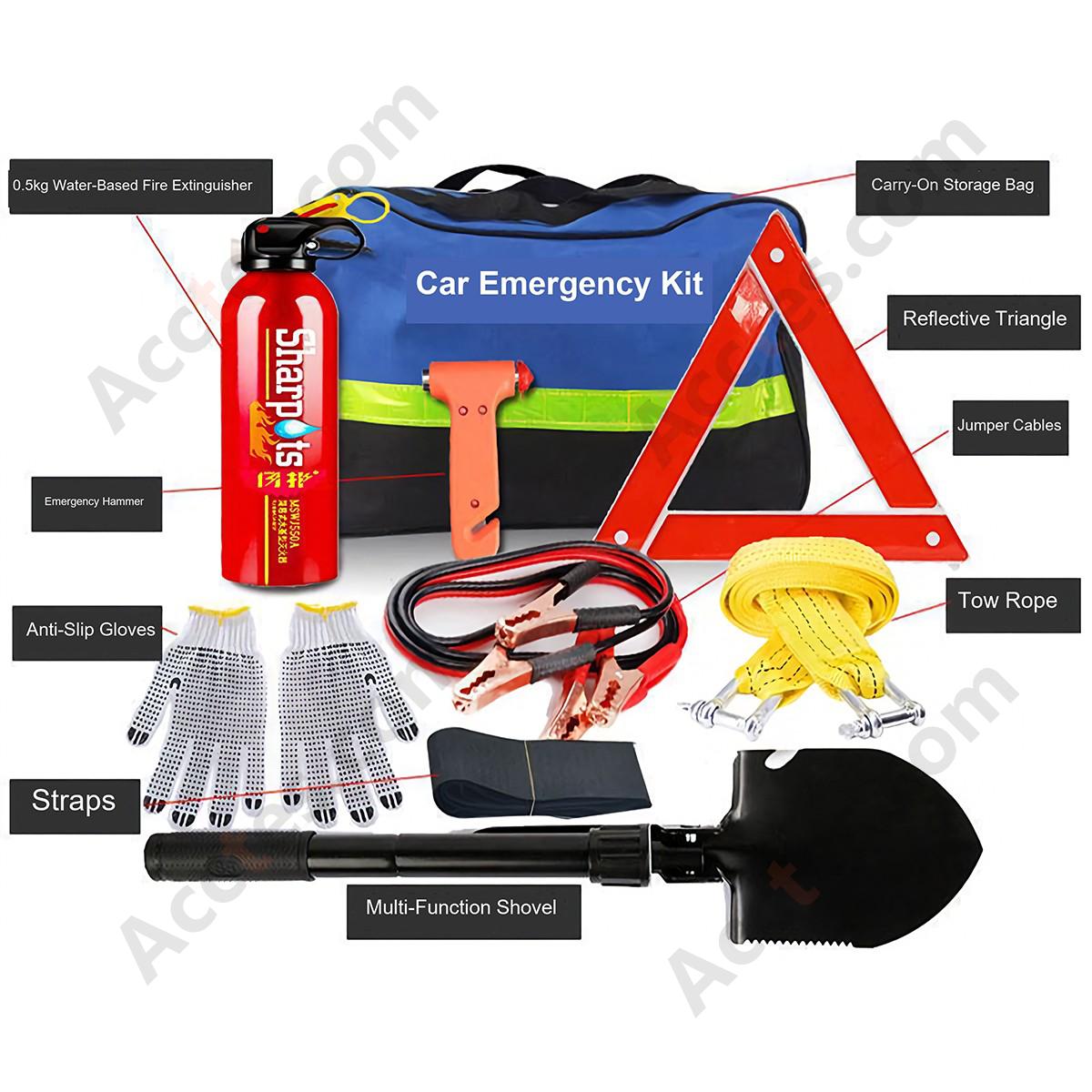 Car Emergency Kit 9 Pieces Roadside Rescue Tool Set