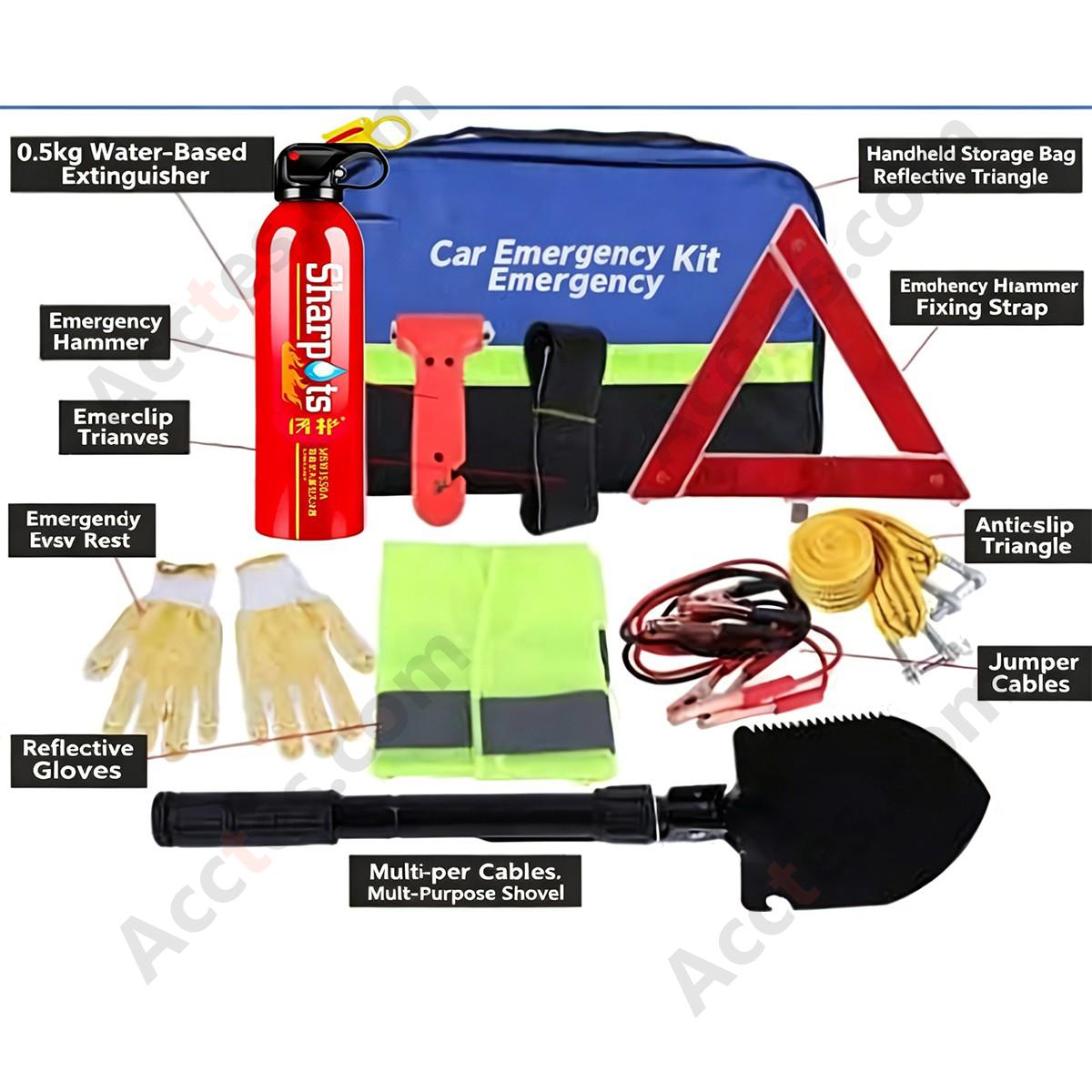 Car Emergency Kit 10 Pieces Roadside Rescue Tool Set