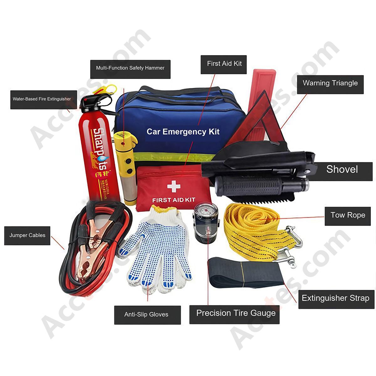 Car Emergency Kit 11 Pieces Roadside Rescue Tool Set