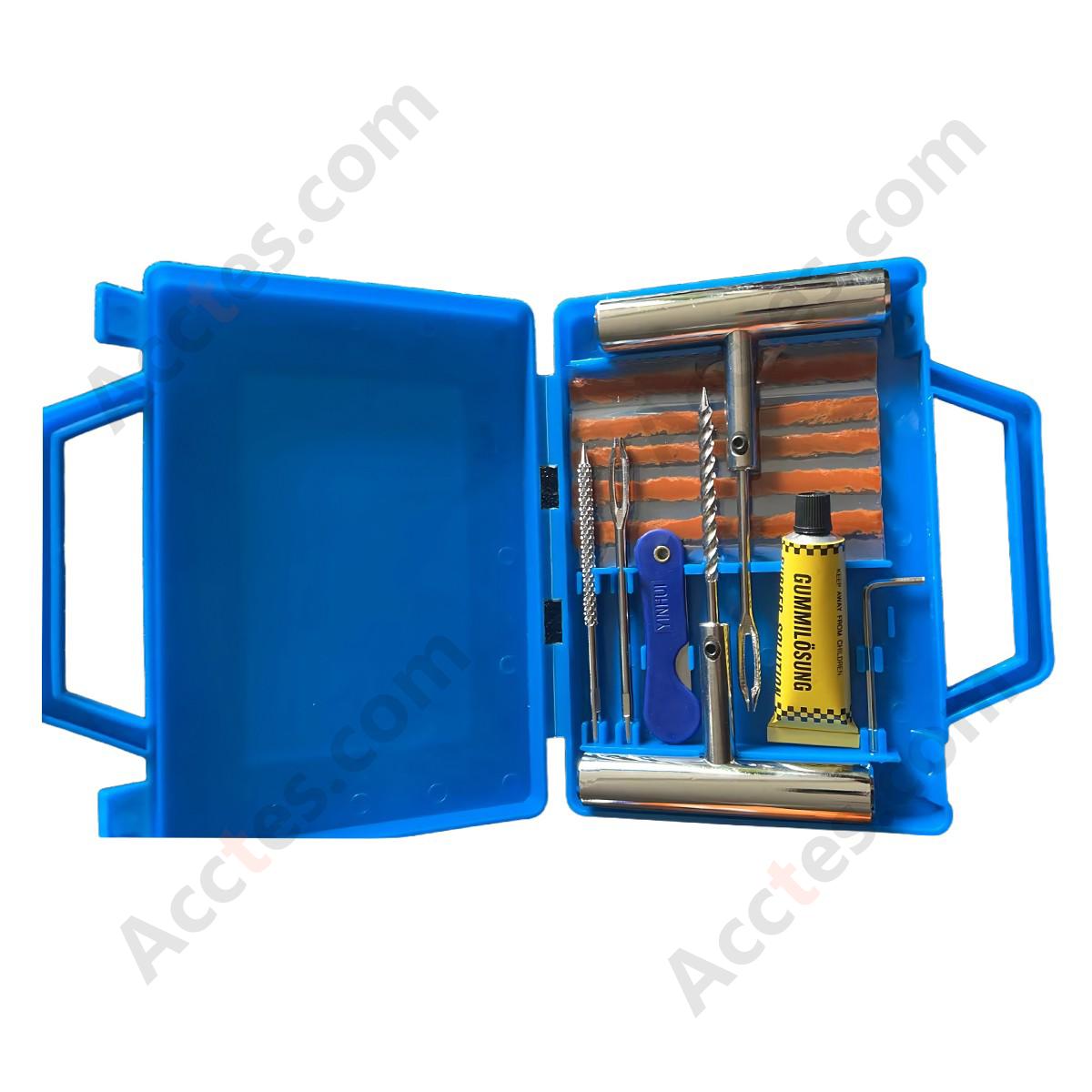 Car Tire Puncture Repair Kit Metal Blue Box Set