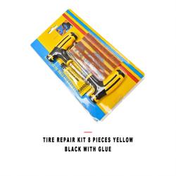 Car Tire Puncture Repair Kit 8 Pieces Yellow Black with Glue Card Pack