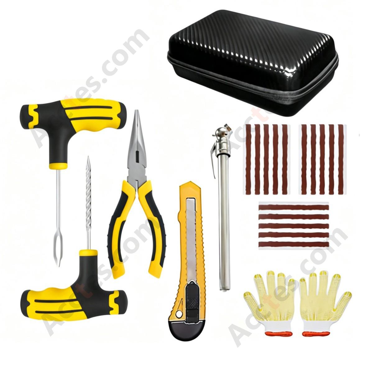 Car Tire Puncture Repair Kit 9 Pieces for Sedan