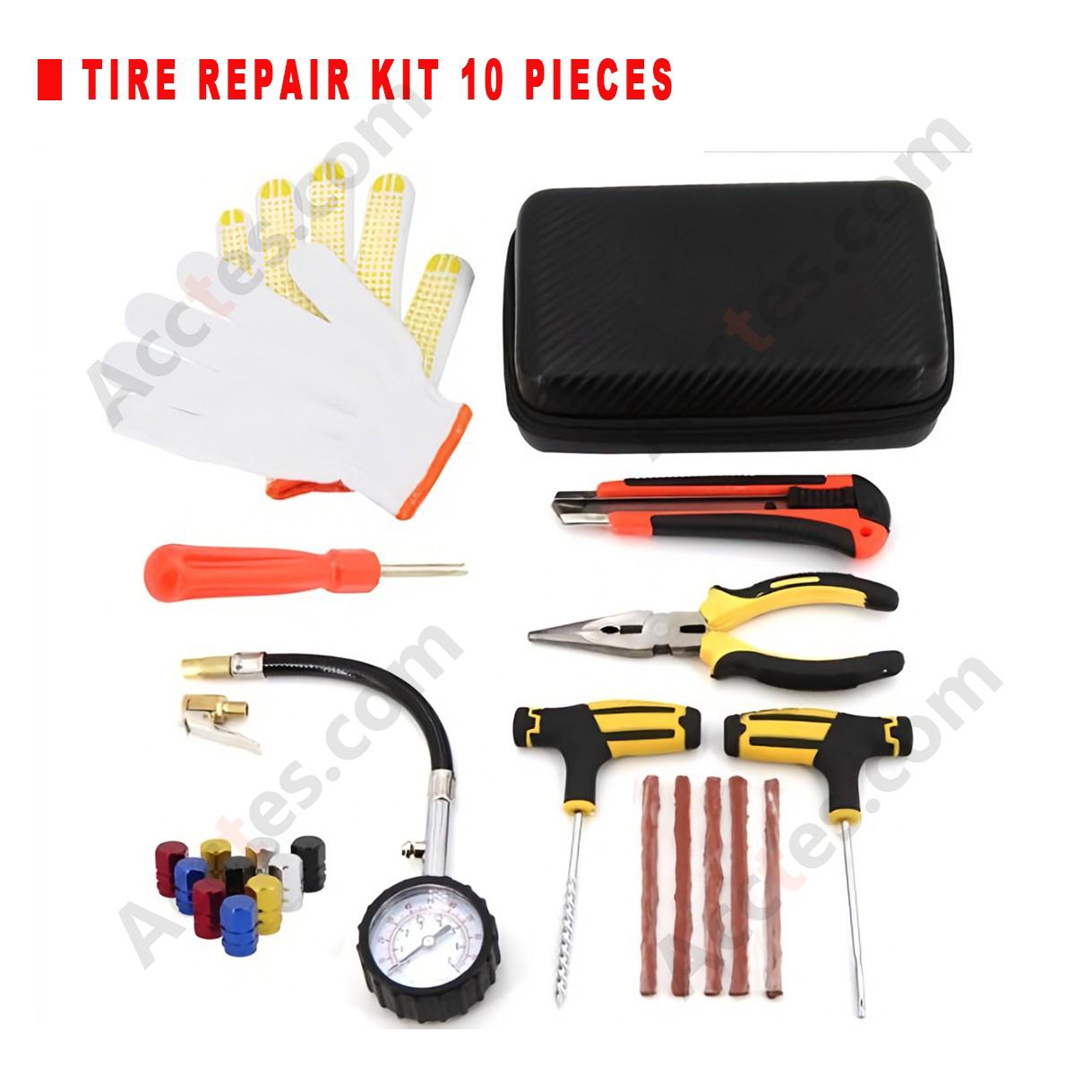 Car Tire Puncture Repair Kit 10 Pieces for Sedan