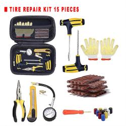 Car Tire Puncture Repair Kit 15 Pieces for Sedan