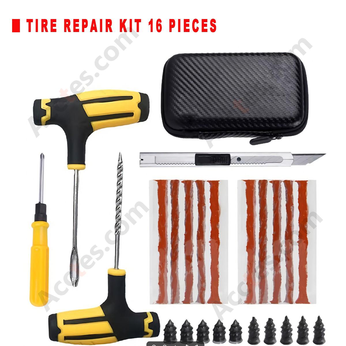 Car Tire Puncture Repair Kit 16 Pieces for Sedan