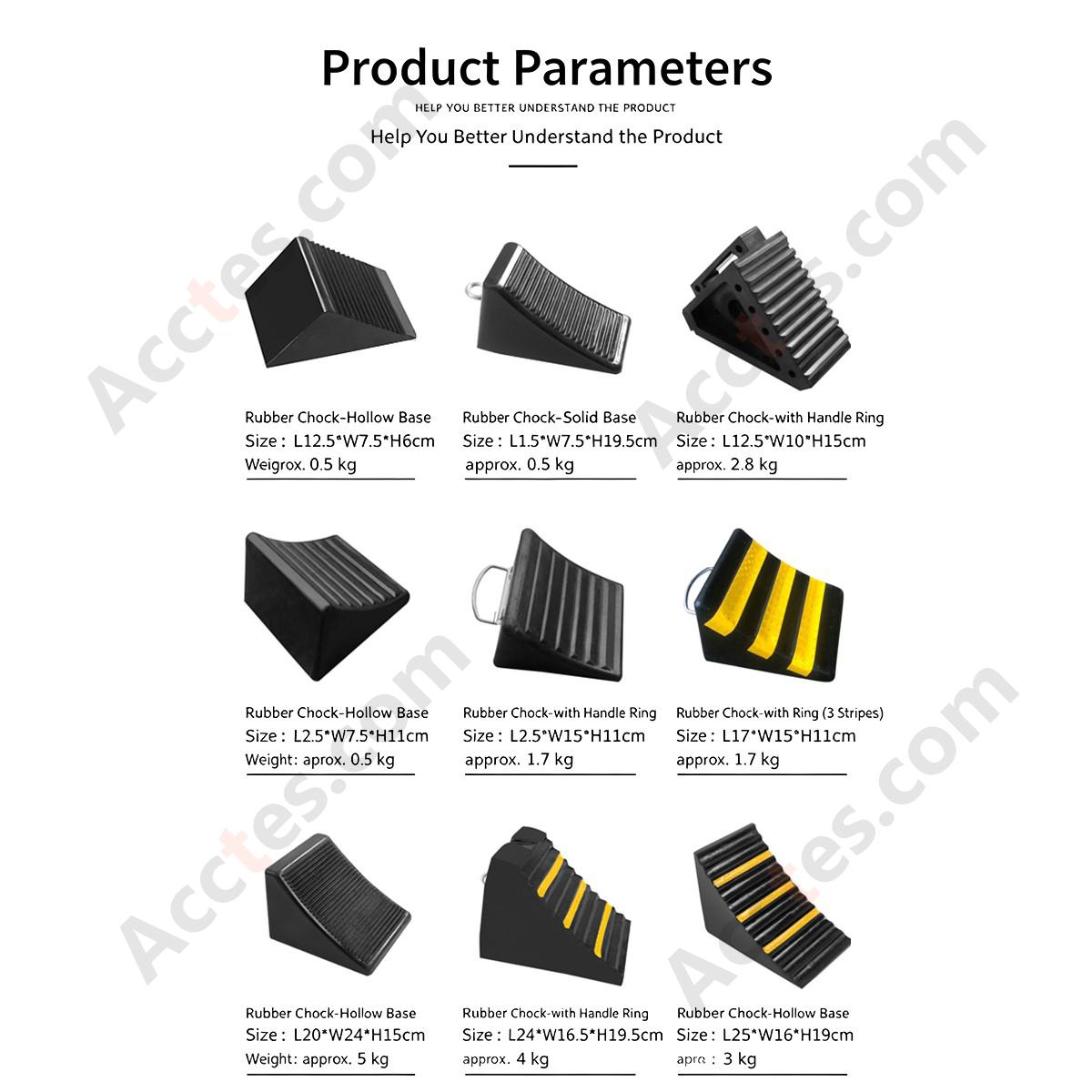 Truck Wheel Chock Rubber Tire Stopper Anti Slip 16x9x9cm