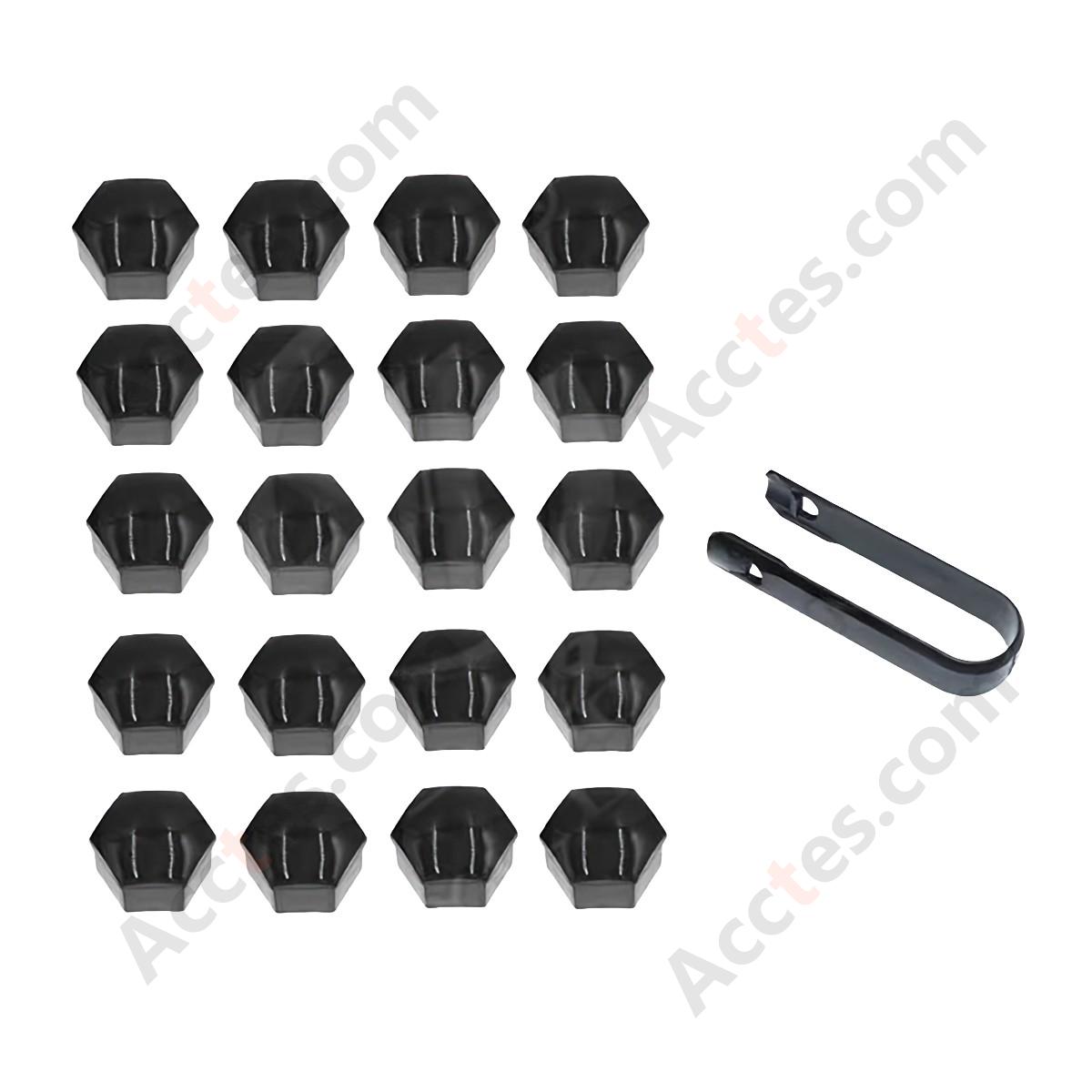 For Tesla Wheel Lug Nut Cap Cover Glossy Black 20 Caps with Black Clips