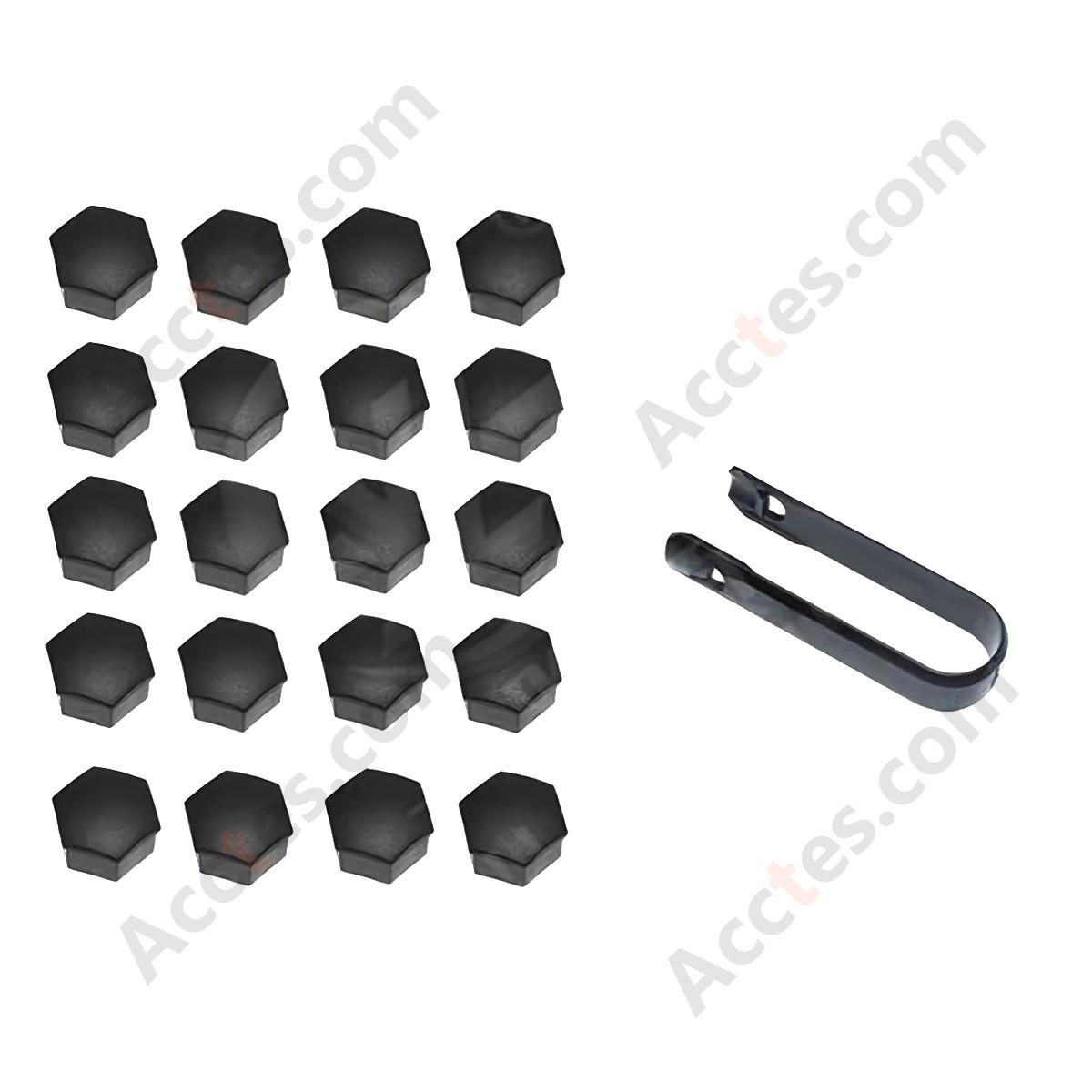 For Tesla Wheel Lug Nut Cap Cover Frosted Black 20 Caps with Black Clips