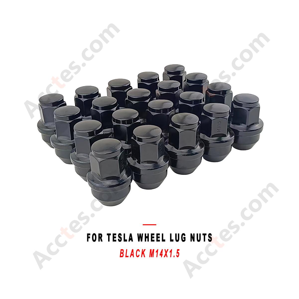 For Tesla Wheel Lug Nuts Black M14x1.5, Replacement Wheel Nuts Compatible with Tesla Vehicles