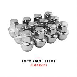 For Tesla Wheel Lug Nuts Silver M14x1.5, Replacement Wheel Nuts Compatible with Tesla Vehicles