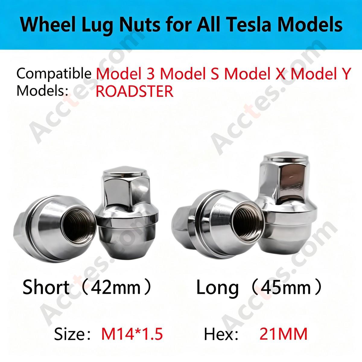 For Tesla All Models One-piece Solid Wheel Lug Nuts, Solid Wheel Nuts Compatible with Tesla Vehicles