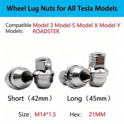 For Tesla All Models One-piece Solid Wheel Lug Nuts, Solid Wheel Nuts Compatible with Tesla Vehicles