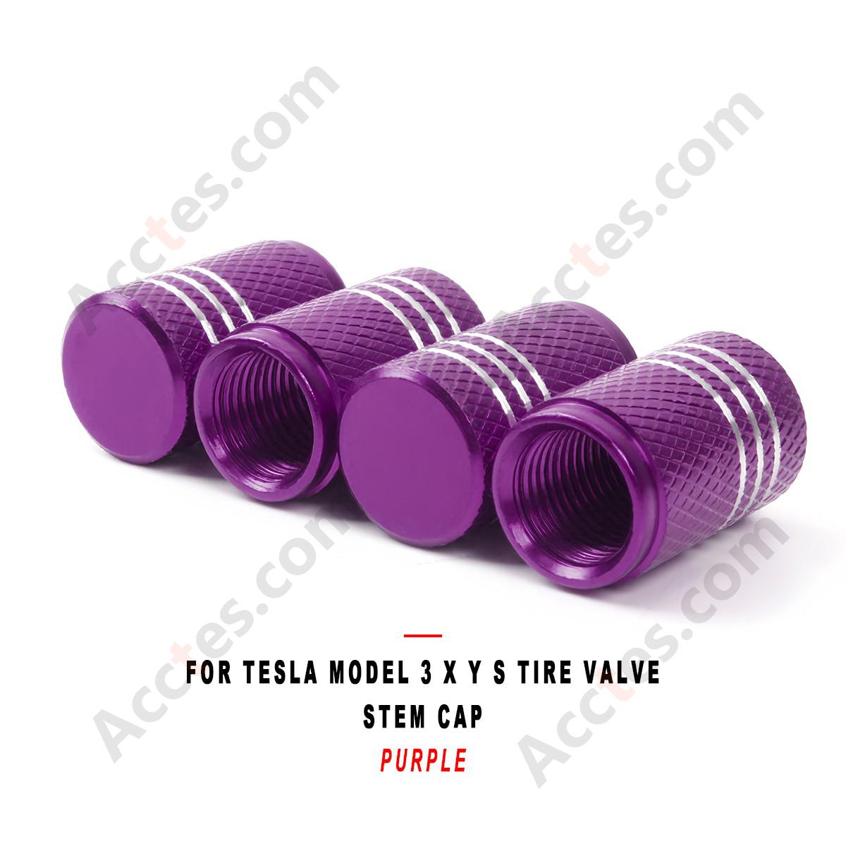 For Tesla Model 3 X Y S Tire Valve Stem Cap Purple, Valve Core Cap Compatible with Tesla