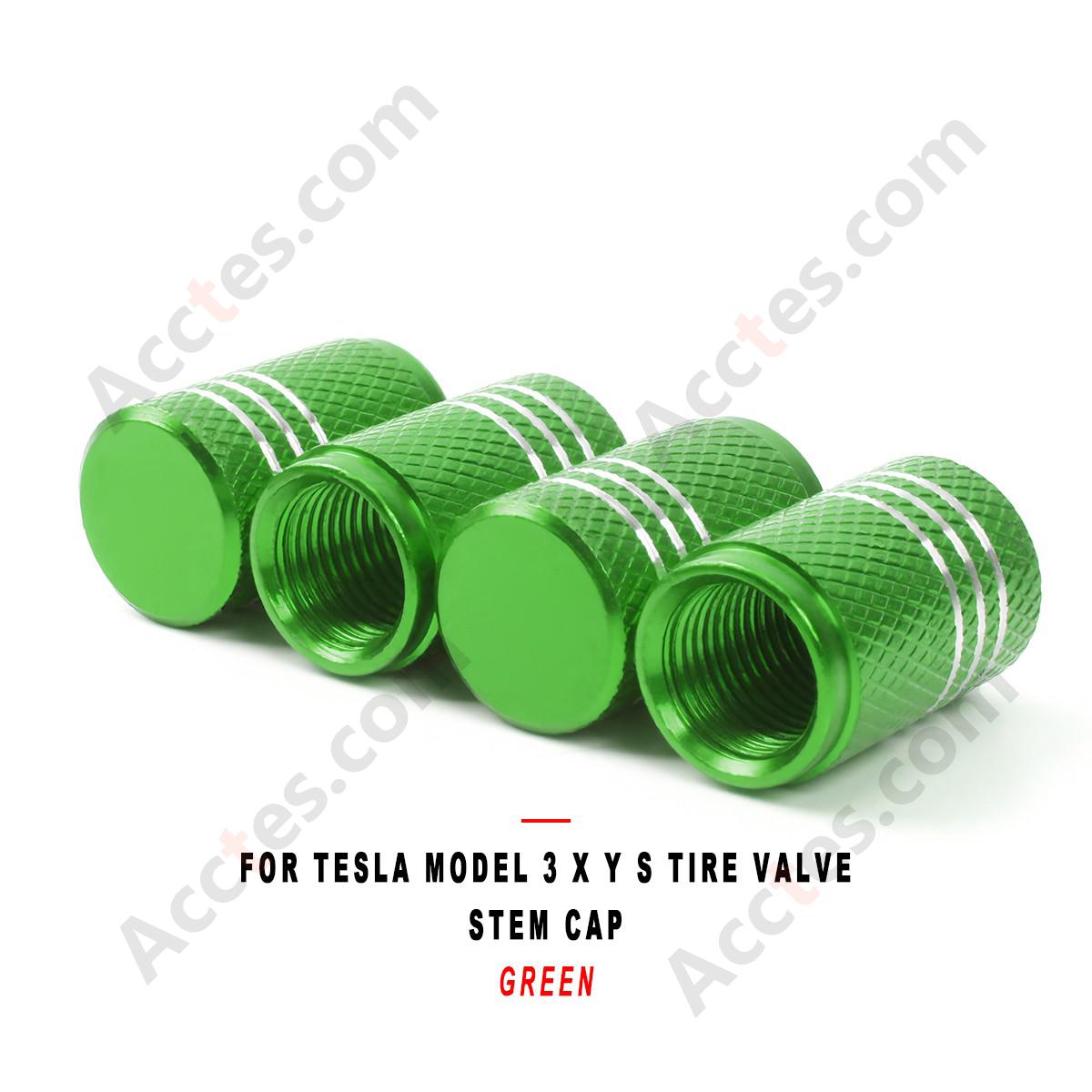 For Tesla Model 3 X Y S Tire Valve Stem Cap Green, Valve Core Cap Compatible with Tesla