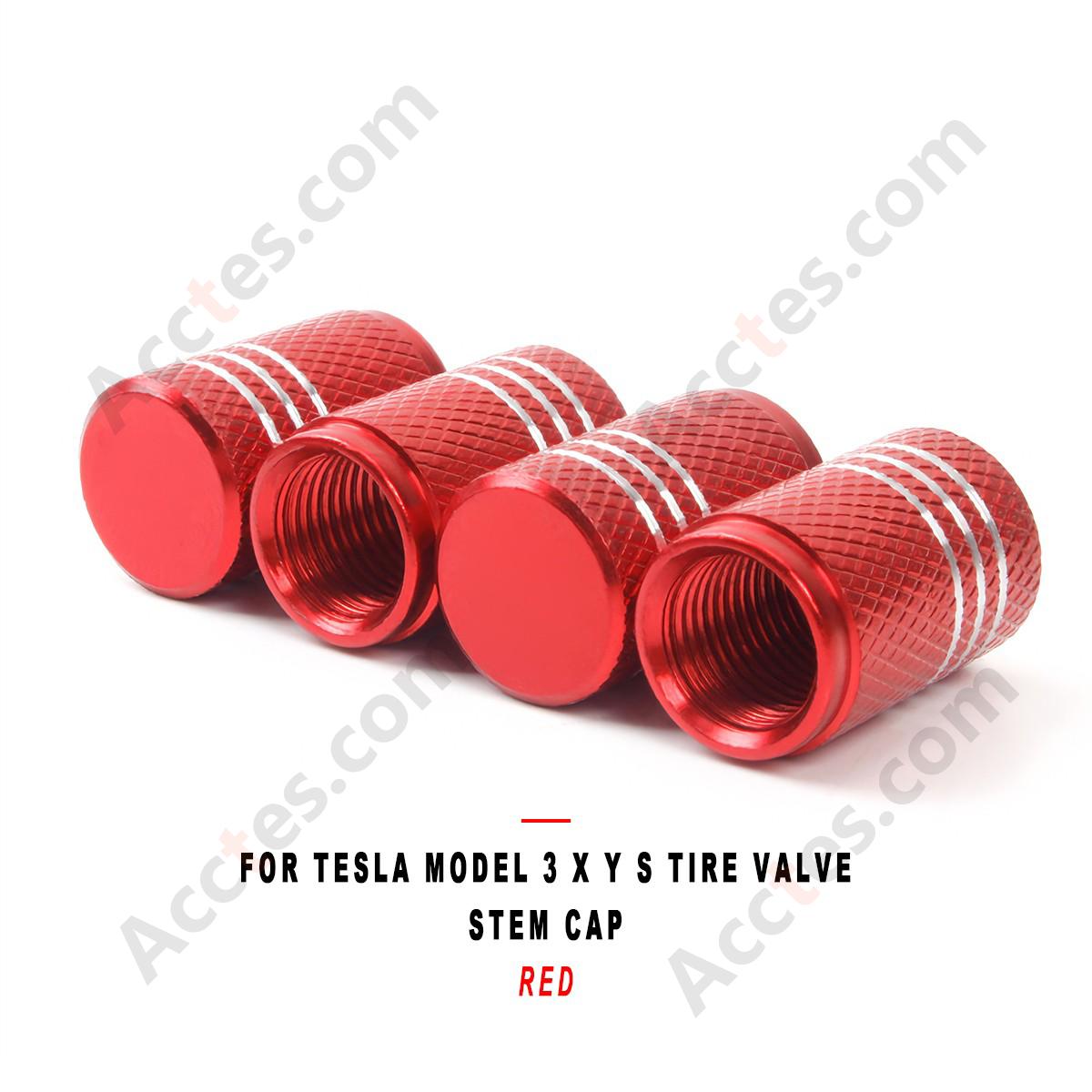 For Tesla Model 3 X Y S Tire Valve Stem Cap Red, Valve Core Cap Compatible with Tesla