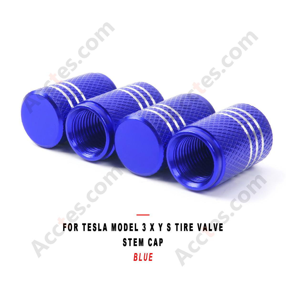 For Tesla Model 3 X Y S Tire Valve Stem Cap Blue, Valve Core Cap Compatible with Tesla