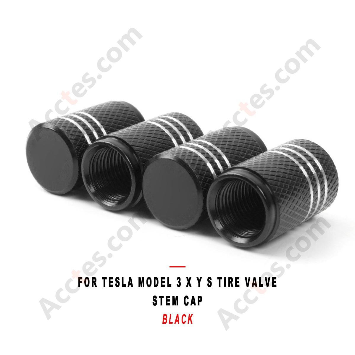 For Tesla Model 3 X Y S Tire Valve Stem Cap Black, Valve Core Cap Compatible with Tesla