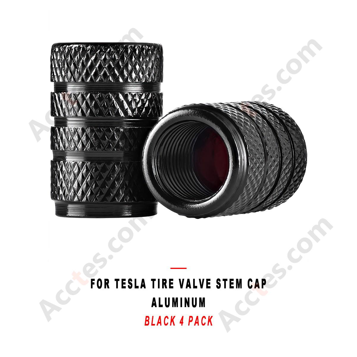 For Tesla Tire Valve Stem Cap Aluminum Black 4 Pack, Valve Stem Cap Compatible with Tesla Vehicles