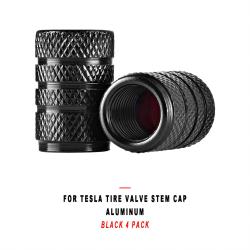 For Tesla Tire Valve Stem Cap Aluminum Black 4 Pack, Valve Stem Cap Compatible with Tesla Vehicles