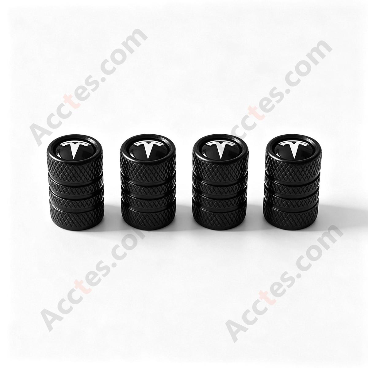 For Tesla Tire Valve Stem Cap Aluminum Black 4 Pack, Valve Stem Cap Compatible with Tesla Vehicles