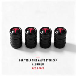 For Tesla Tire Valve Stem Cap Aluminum Red 4 Pack, Valve Stem Cap Compatible with Tesla Vehicles
