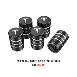 For Tesla Model Y/3/S/X Valve Stem Cap Black, Tire Valve Cap Compatible with Tesla Vehicles