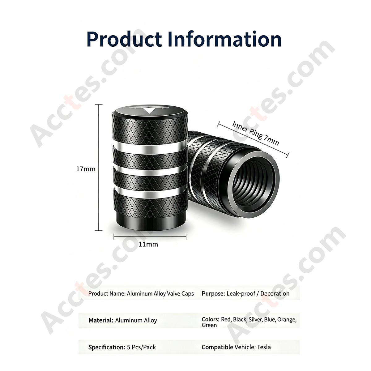 For Tesla Model Y/3/S/X Valve Stem Cap Black, Tire Valve Cap Compatible with Tesla Vehicles