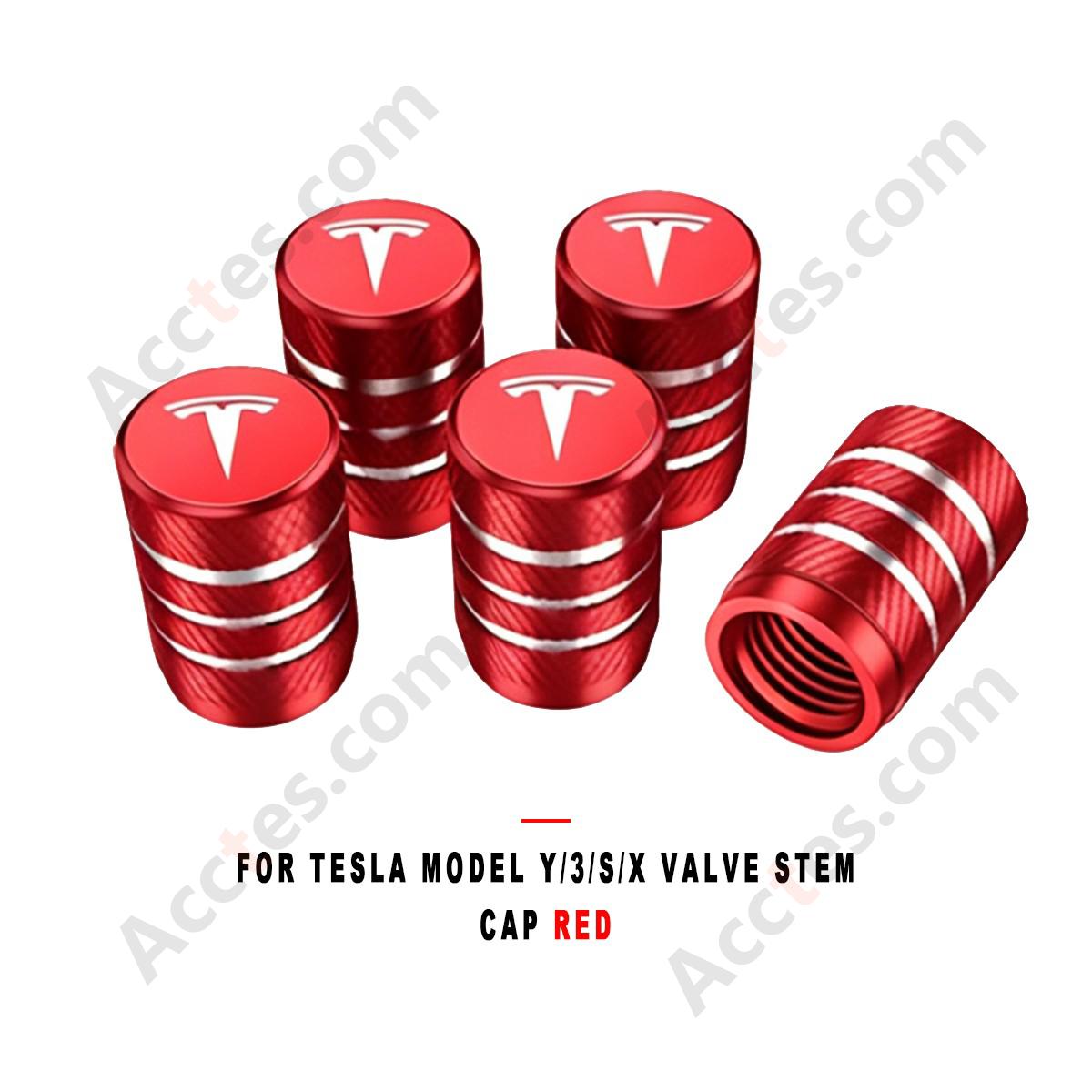 For Tesla Model Y/3/S/X Valve Stem Cap Red, Tire Valve Cap Compatible with Tesla Vehicles