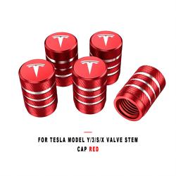 For Tesla Model Y/3/S/X Valve Stem Cap Red, Tire Valve Cap Compatible with Tesla Vehicles