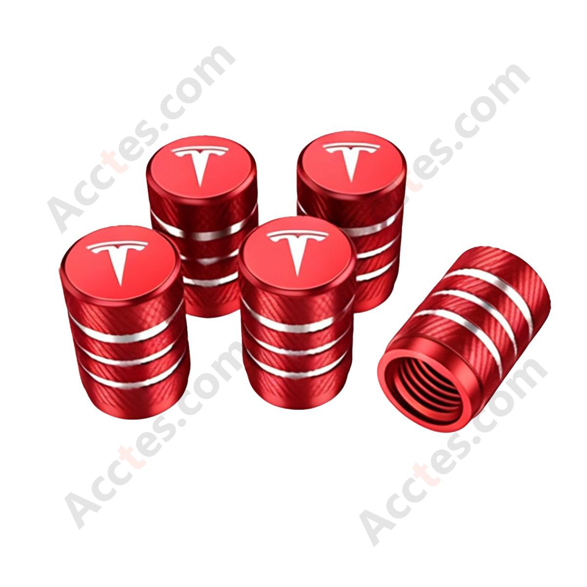 For Tesla Model Y/3/S/X Valve Stem Cap Red, Tire Valve Cap Compatible with Tesla Vehicles
