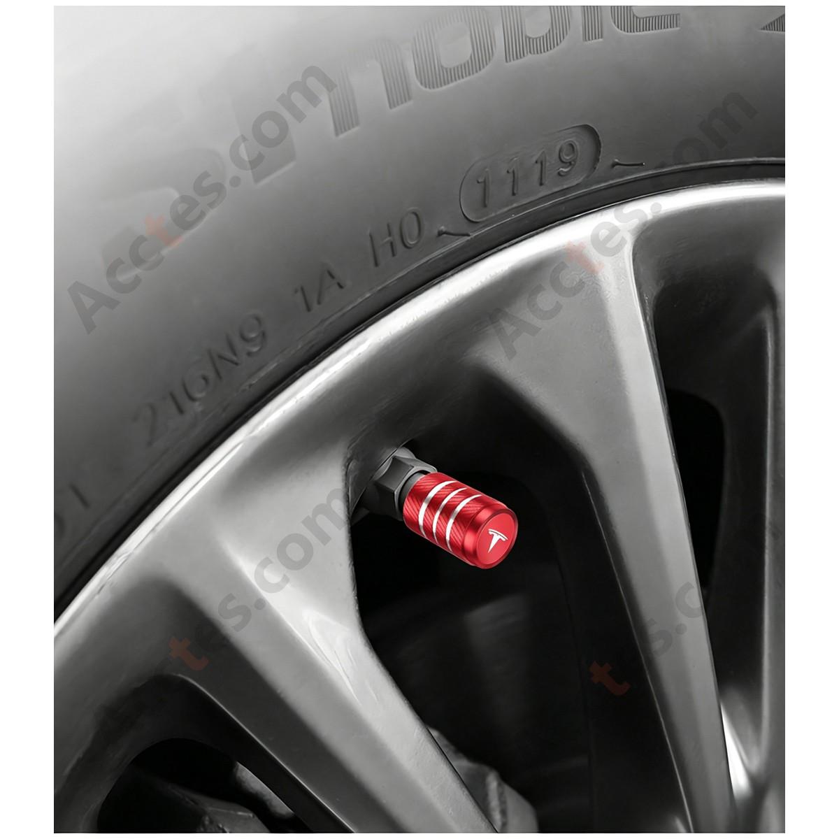 For Tesla Model Y/3/S/X Valve Stem Cap Red, Tire Valve Cap Compatible with Tesla Vehicles