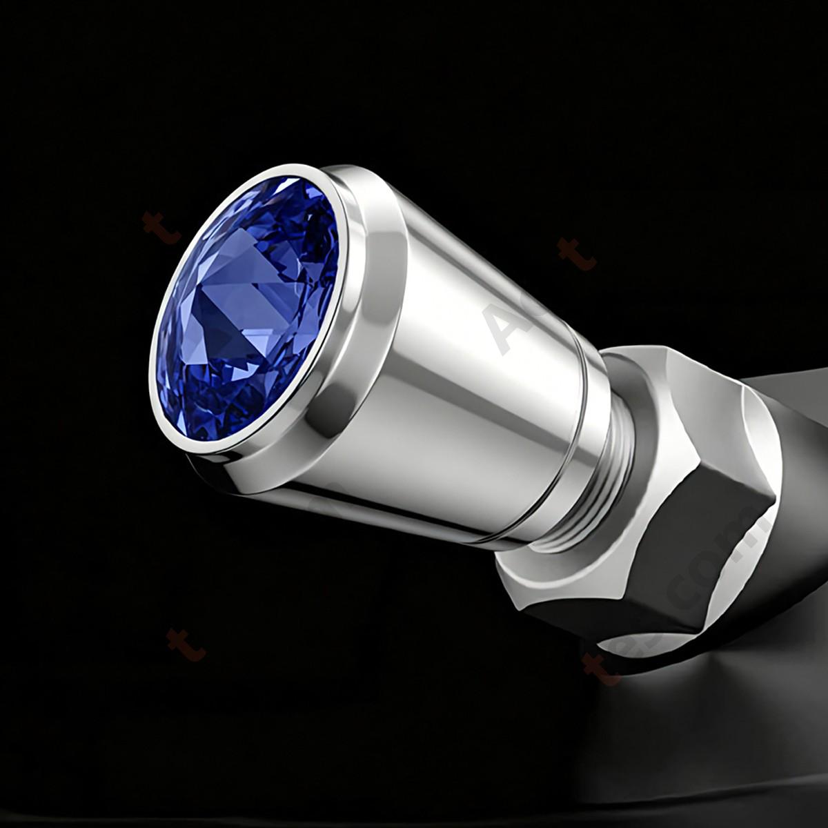 For Tesla Crystal Lead-free Glass Valve Stem Cap Blue Diamond, Decorative Valve Cap Compatible with Tesla
