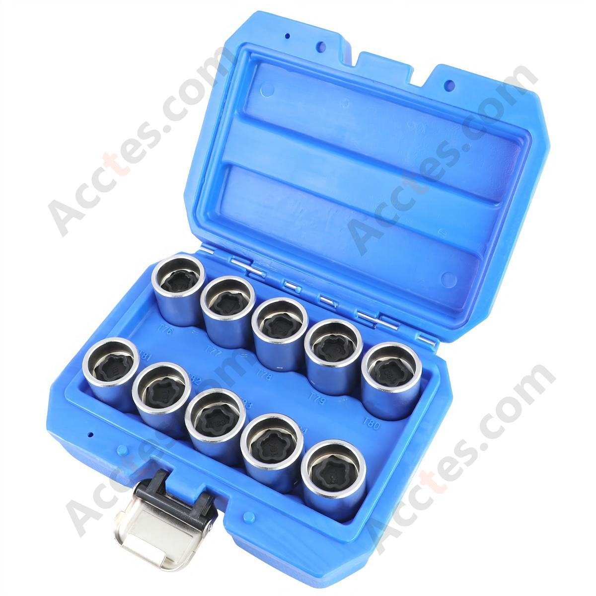 For Tesla Model 3 Locking Lug Nut Socket, Anti-Theft Lug Nut Key Set, 10 PCS, Wheel Lock Removal Tool