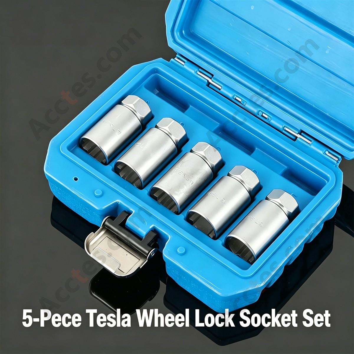 For Tesla Model 3 Locking Lug Nut Socket, Anti-Theft Lug Nut Key Set, 5 PCS, Wheel Lock Removal Tool