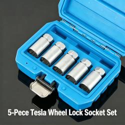 For Tesla Model 3 Locking Lug Nut Socket, Anti-Theft Lug Nut Key Set, 5 PCS, Wheel Lock Removal Tool