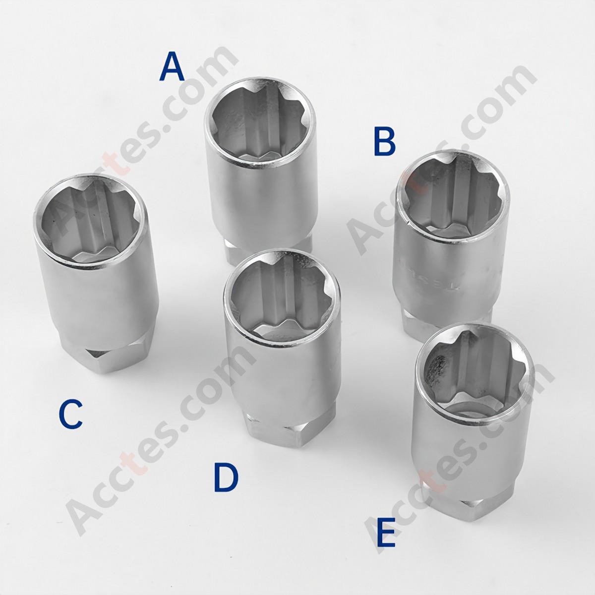 For Tesla Model 3 Locking Lug Nut Socket, Anti-Theft Lug Nut Key Set, 5 PCS, Wheel Lock Removal Tool