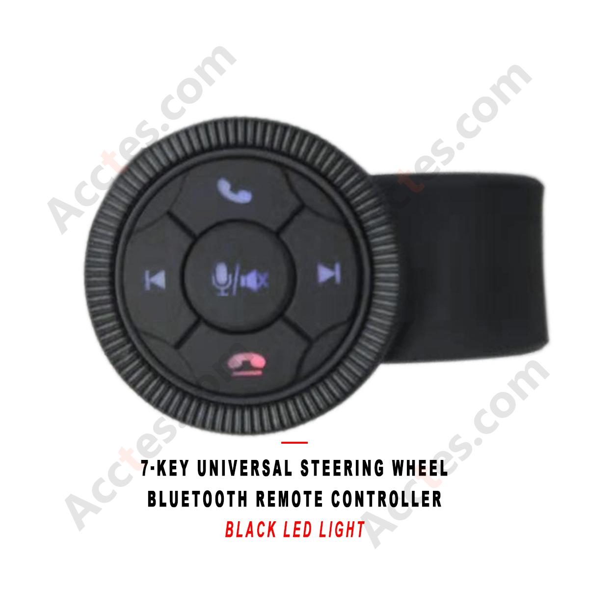 Universal Car Steering Wheel Bluetooth Remote Control 7‑Key Black