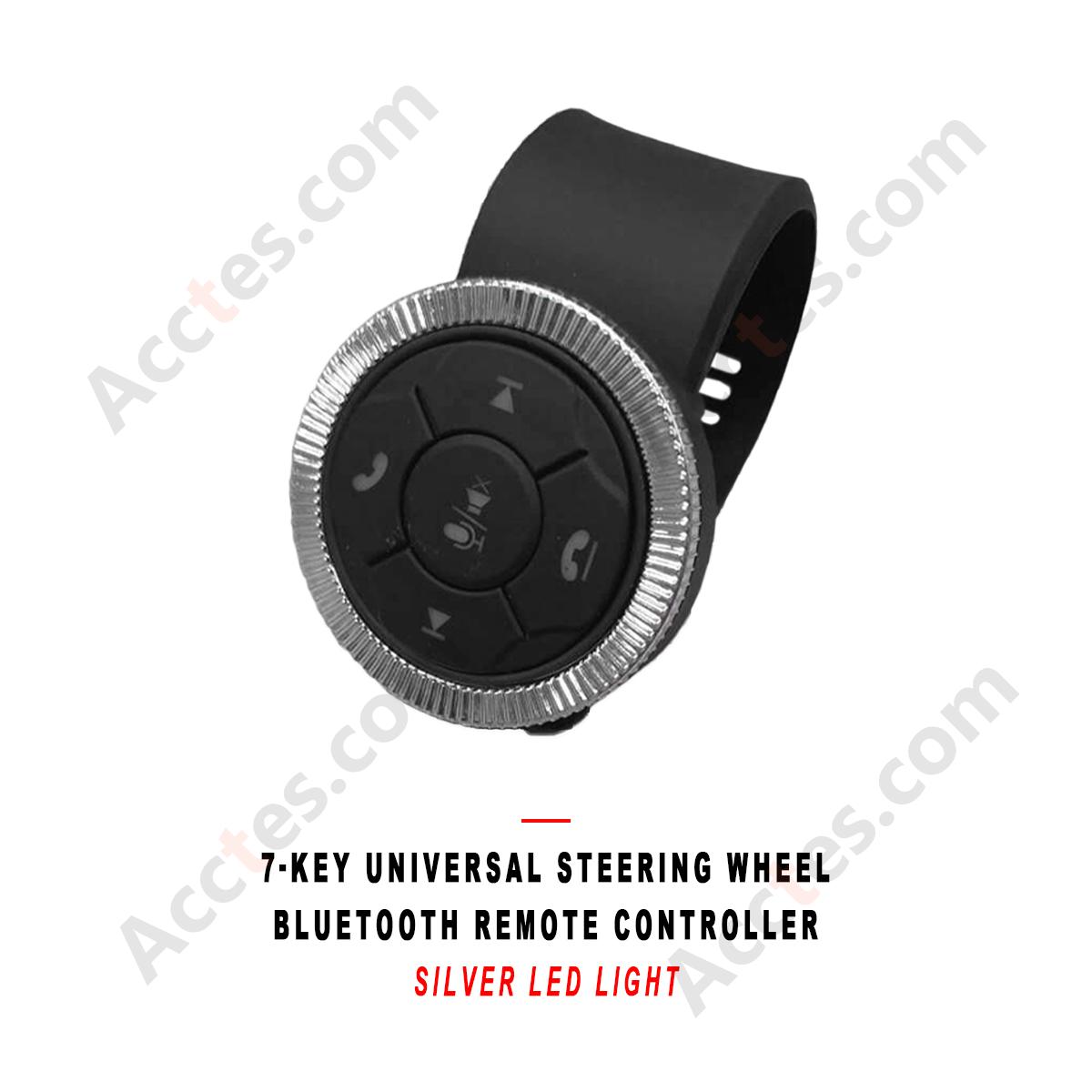 Universal Car Steering Wheel Bluetooth Remote Control 7‑Key Silver