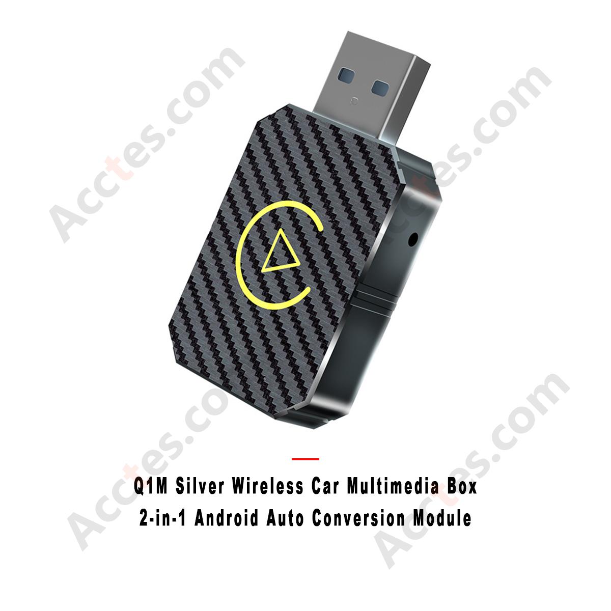 2‑in‑1 Q1M Silver Wireless Car Media Interconnection Box