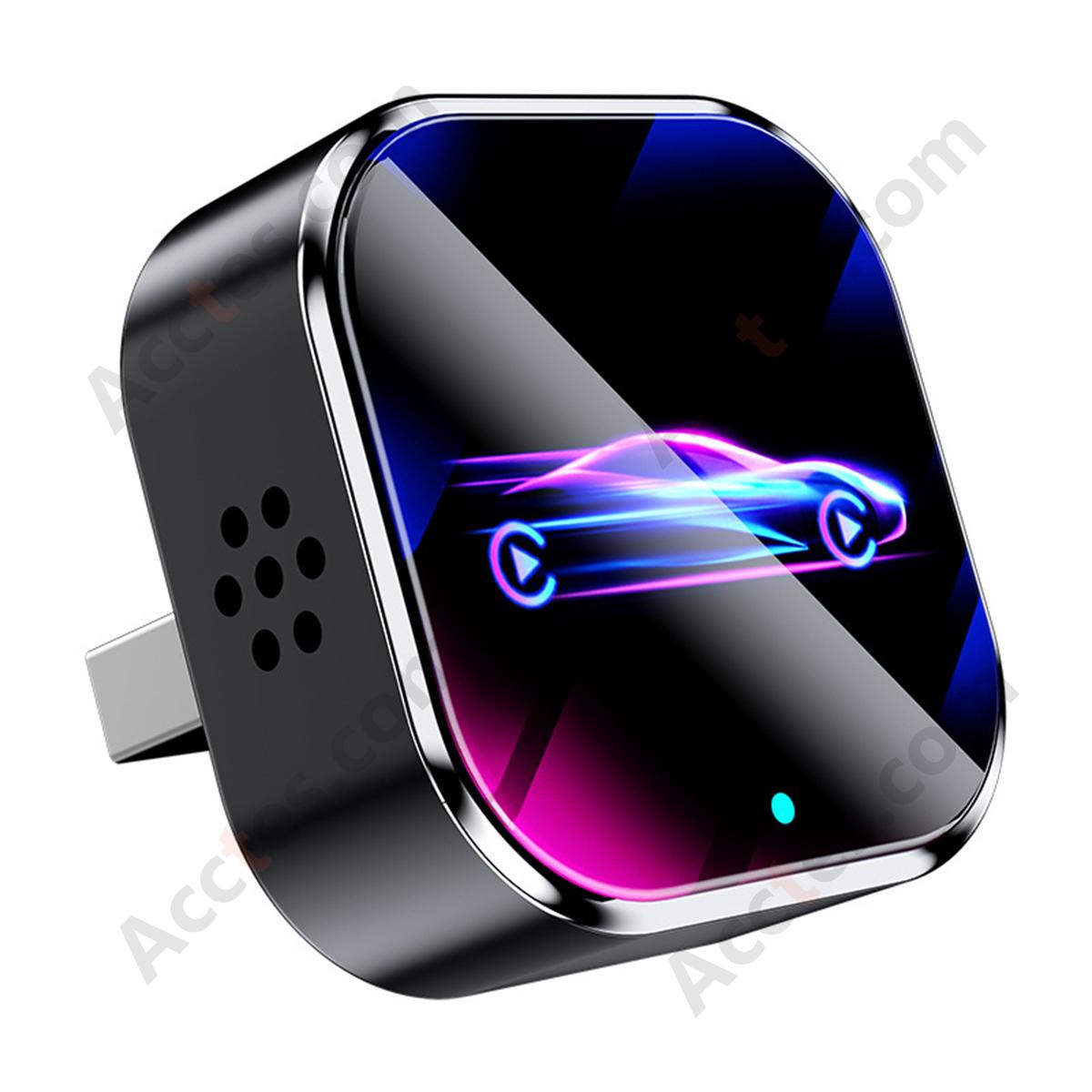 2‑in‑1 Q1A Wireless Car Multimedia Box Metal Glass Shell Black Color Logo
