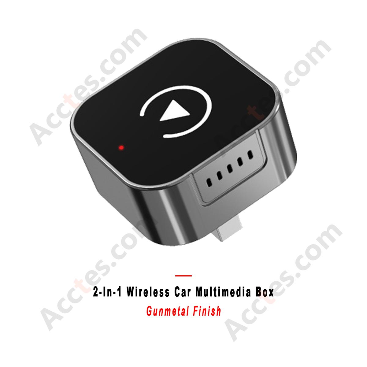 2-in-1 Wireless Car Screen Mirroring Box Gunmetal