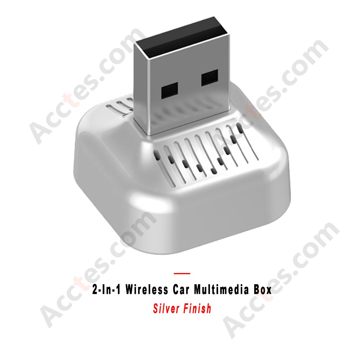 2-in-1 Wireless Car Screen Mirroring Box Silver
