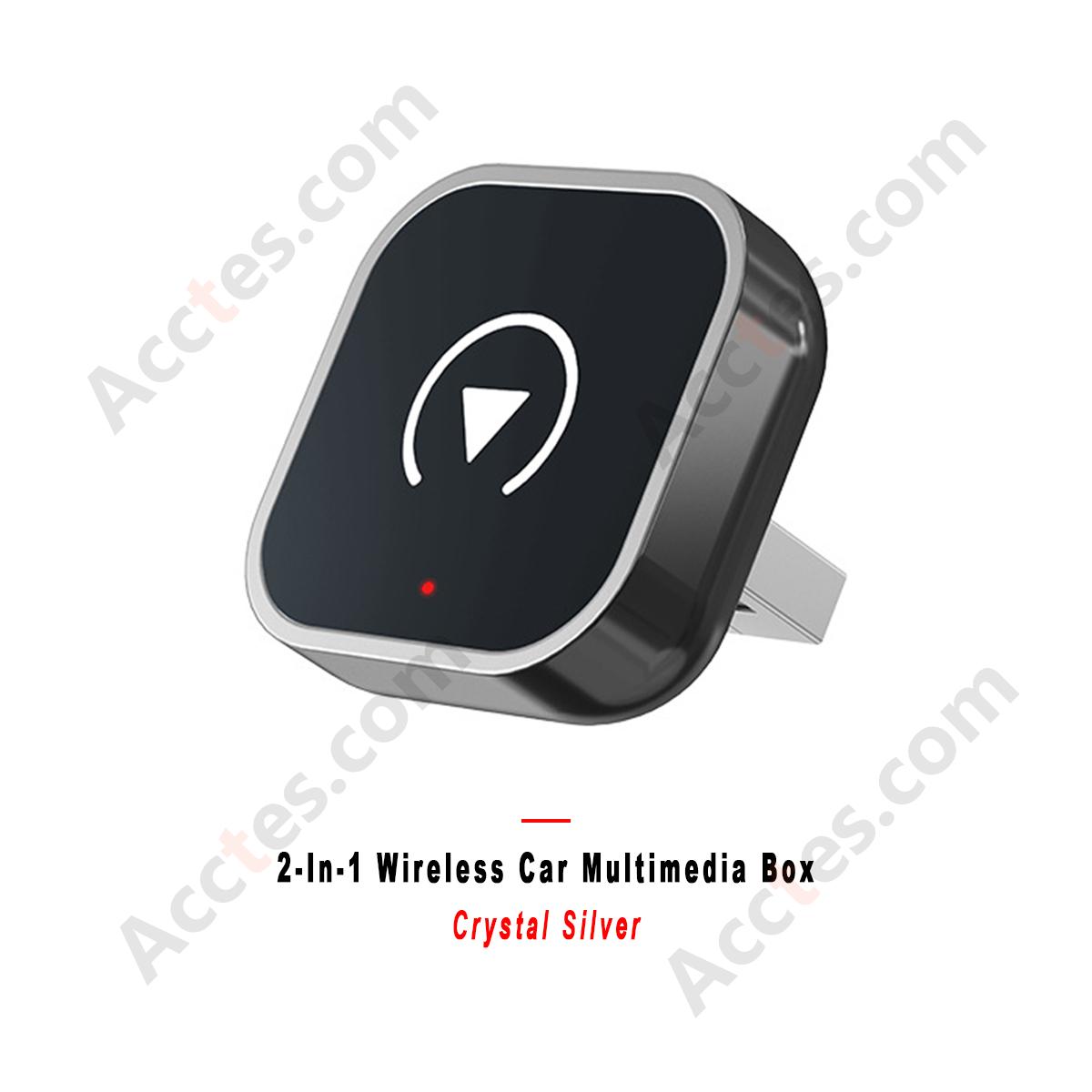 2-in-1 Wireless Car Screen Mirroring Box Crystal Silver