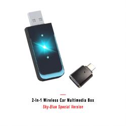 2-in-1 Wireless Car Screen Mirroring Box Sky-Blue