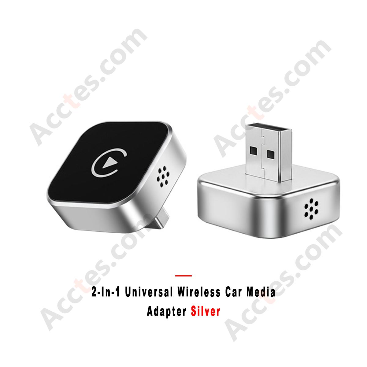 2-in-1 Universal Wireless Car Multimedia Box Silver