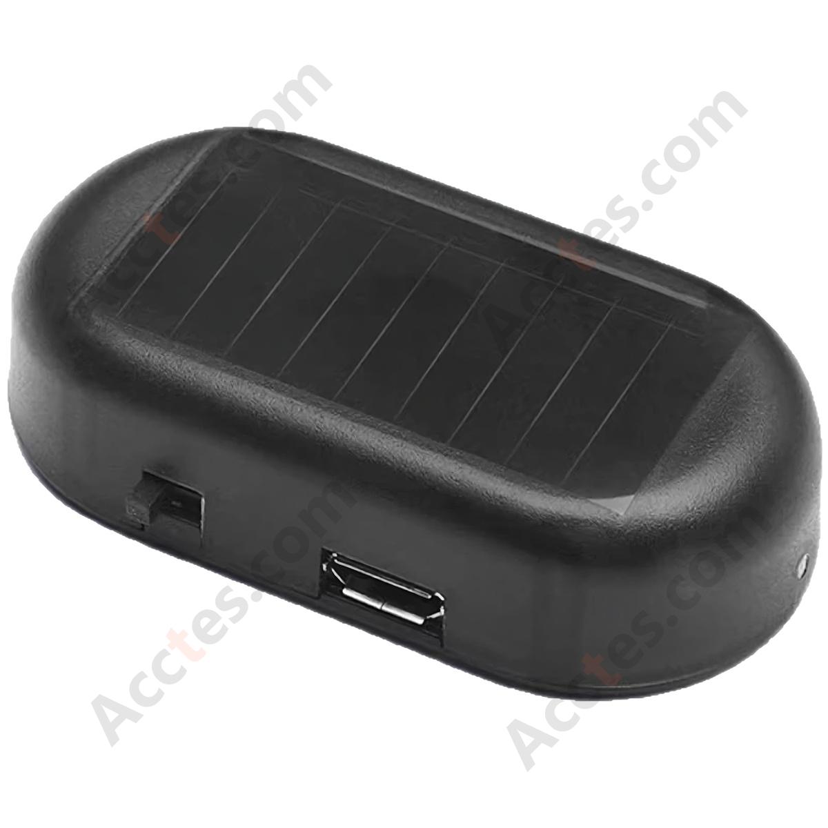 Blue Solar USB Dual Charge Fake Alarm Warning Light For Car